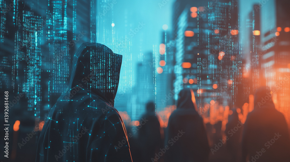 Hacker are planning to hack and attack networks and cyber security systems.abstract innovative cyber security network, using interconnected nodes to represent business partnerships on the Smart ciyt