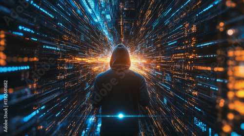 Obraz na płótnie Hacker are planning to hack and attack networks and cyber security systems.abstract innovative cyber security network, using interconnected nodes to represent business partnerships on the Smart ciyt w salonie