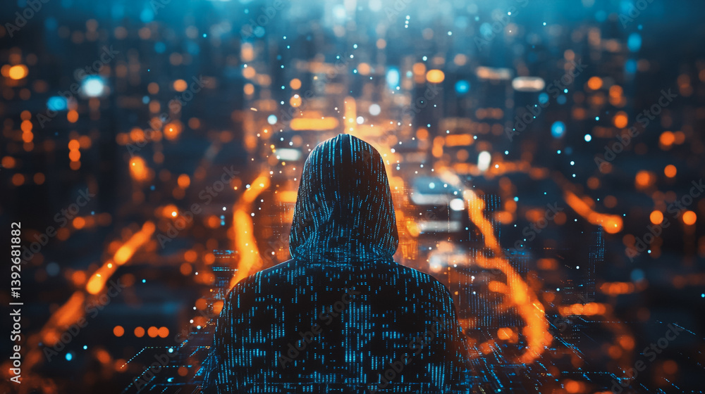 Hacker are planning to hack and attack networks and cyber security systems.abstract innovative cyber security network, using interconnected nodes to represent business partnerships on the Smart ciyt