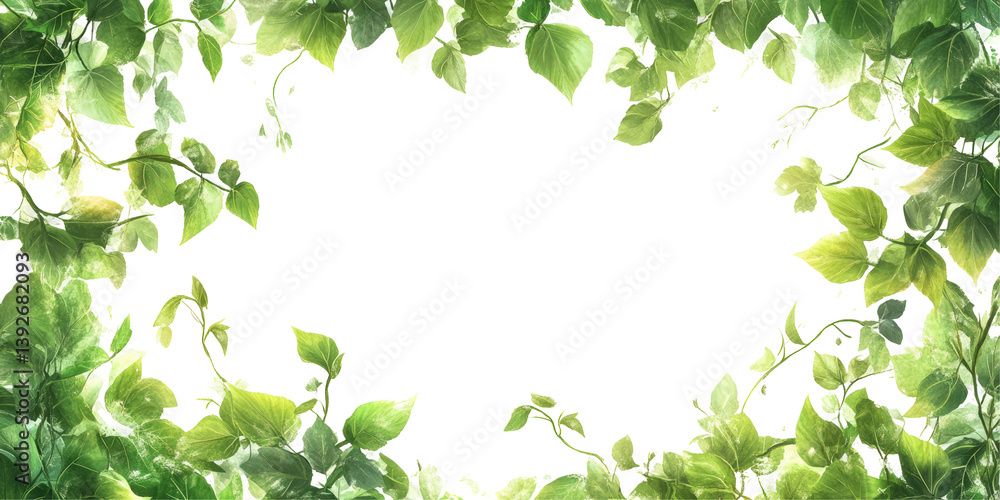 Green ivy leaves creating a natural frame isolated on transparent background Green ivy leaves creating a natural frame isolated on transparent background