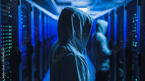 Obraz na płótnie Hacker are planning to hack and attack networks and cyber security systems.abstract innovative cyber security network, using interconnected nodes to represent business partnerships on the Smart ciyt w salonie