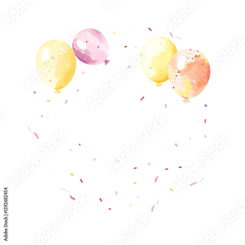 Pastel watercolor balloon on white background png for download 