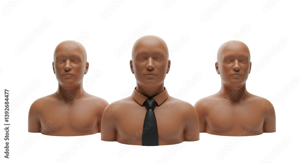 Isolated Three Anonymous Busts in Business Attire Isolated Three Anonymous Busts in Business Attire