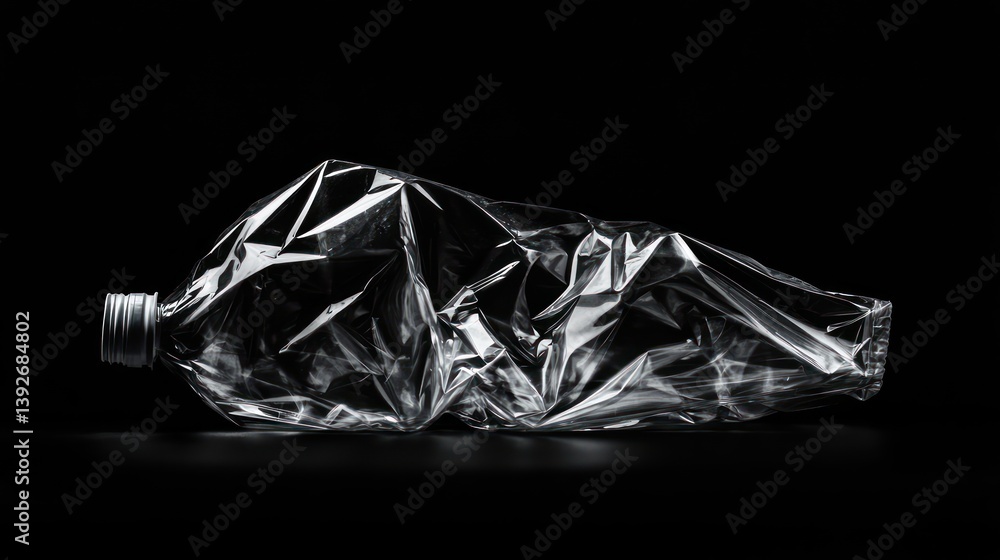 Crinkled Plastic Bottle on Black Background (1) Crinkled Plastic Bottle on Black Background (1)