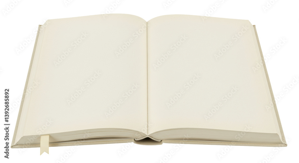 Isolated Open Book with Blank Pages and Ribbon Bookmark Isolated Open Book with Blank Pages and Ribbon Bookmark