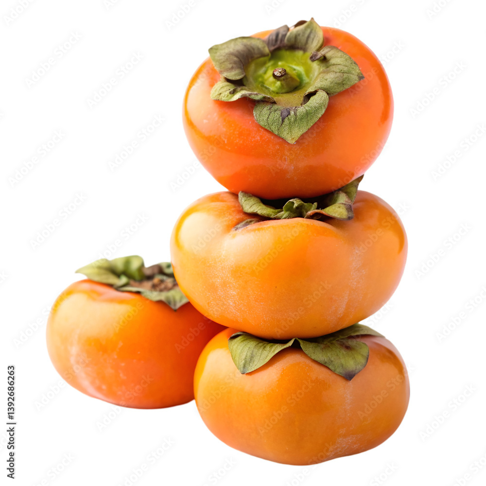 Stack of persimmon isolated on transparent background Stack of persimmon isolated on transparent background