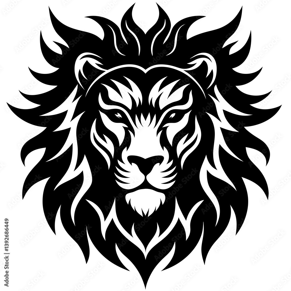 Fototapeta premium Silhouette Lion Face