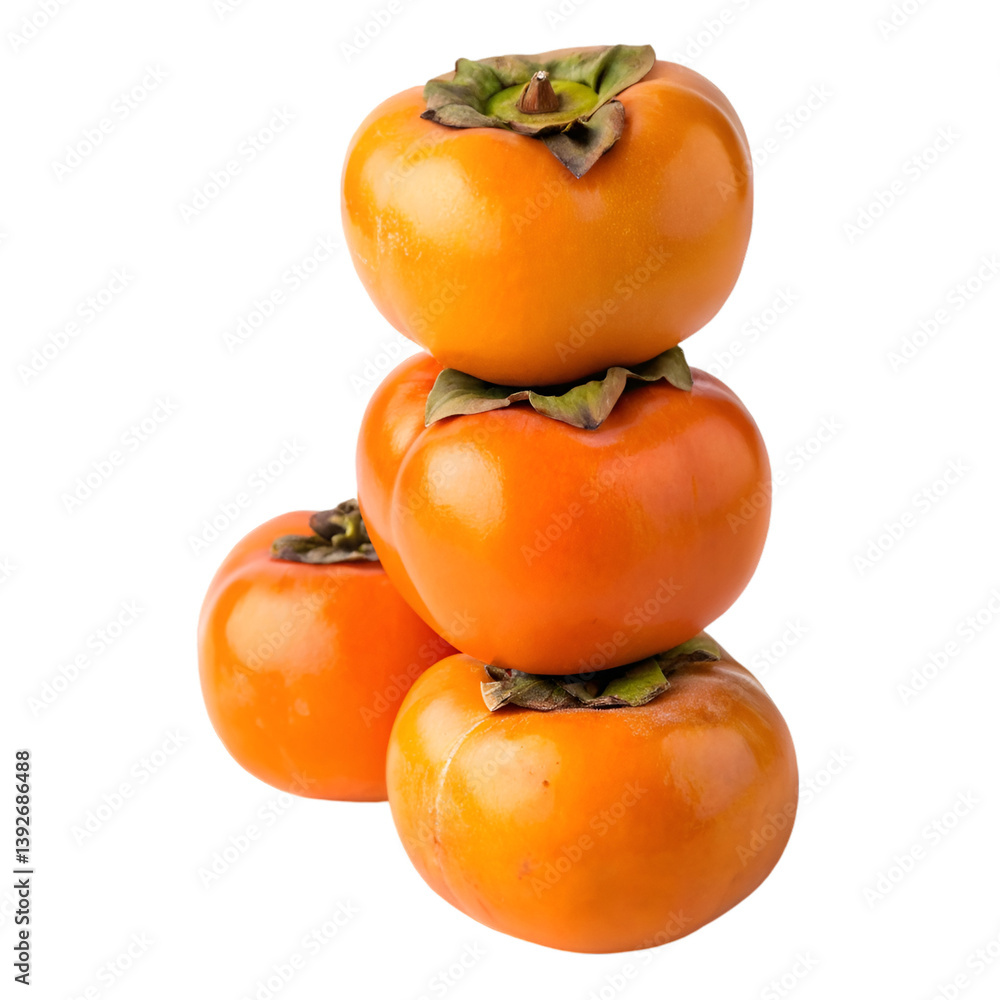 Stack of persimmon isolated on transparent background Stack of persimmon isolated on transparent background