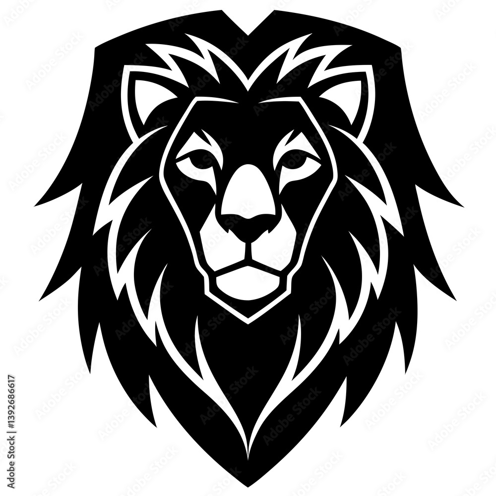 Fototapeta premium Silhouette Lion Face