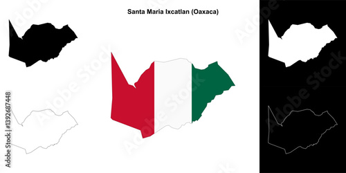 Santa Maria Ixcatlan municipality (Oaxaca) outline map set