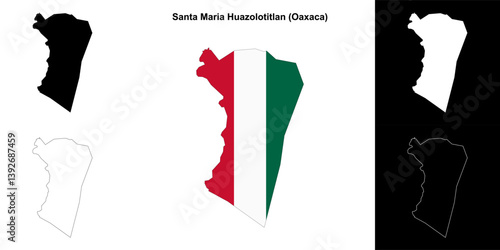 Santa Maria Huazolotitlan municipality (Oaxaca) outline map set