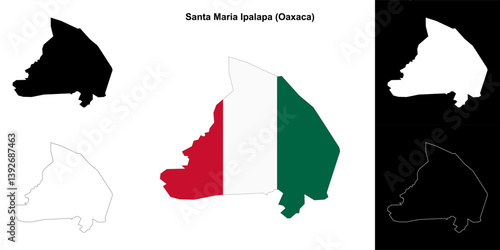 Santa Maria Ipalapa municipality (Oaxaca) outline map set