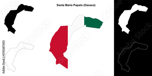 Santa Maria Papalo municipality (Oaxaca) outline map set