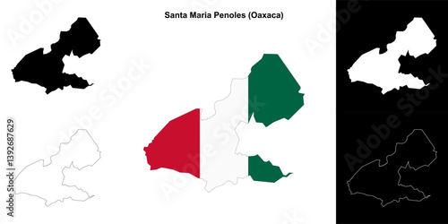 Santa Maria Penoles municipality (Oaxaca) outline map set