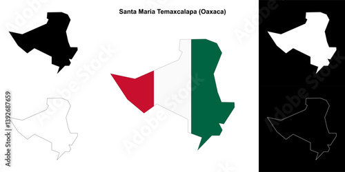 Santa Maria Temaxcalapa municipality (Oaxaca) outline map set