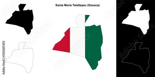 Santa Maria Tataltepec municipality (Oaxaca) outline map set