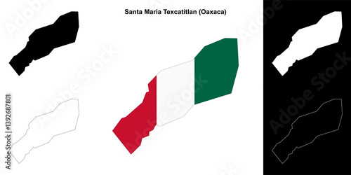 Santa Maria Texcatitlan municipality (Oaxaca) outline map set