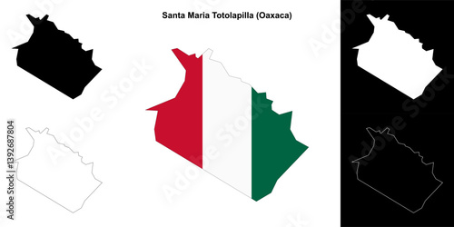 Santa Maria Totolapilla municipality (Oaxaca) outline map set