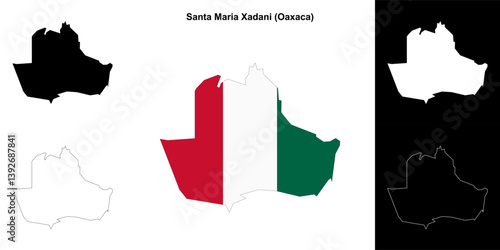Santa Maria Xadani municipality (Oaxaca) outline map set
