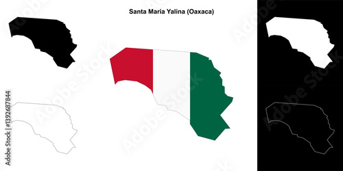 Santa Maria Yalina municipality (Oaxaca) outline map set
