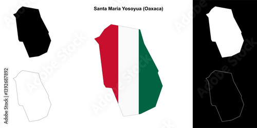 Santa Maria Yosoyua municipality (Oaxaca) outline map set