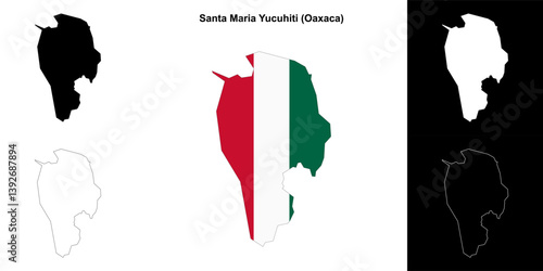 Santa Maria Yucuhiti municipality (Oaxaca) outline map set