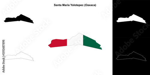 Santa Maria Yolotepec municipality (Oaxaca) outline map set