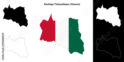 Santiago Tlazoyaltepec municipality (Oaxaca) outline map set