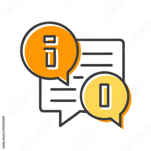 Information icons with text bubbles in bright colors  