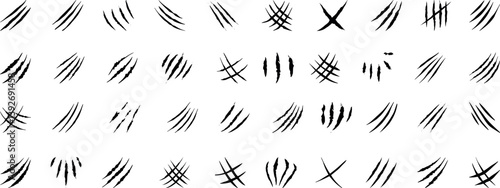 animal Claw scratches mark set. Cat tiger scratches signs