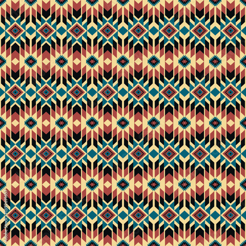 American tribal ethnic native pattern seamless.Traditional Navajo,Aztec,Apache,Southwest and Mexican style fabric pattern.Abstract vector motif pattern.For fabric,clothing,blanket,woven,wrap,decorate.