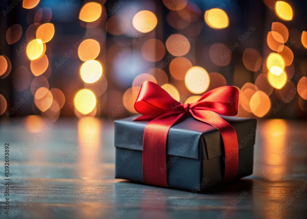 Exquisite Black Gift Box with Red Ribbon A TiltShift Masterpiece Capturing Opulence and Detail Exquisite Black Gift Box with Red Ribbon A TiltShift Masterpiece Capturing Opulence and Detail