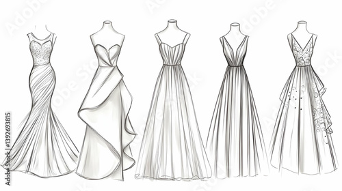 sketch drawing of dresses illustration