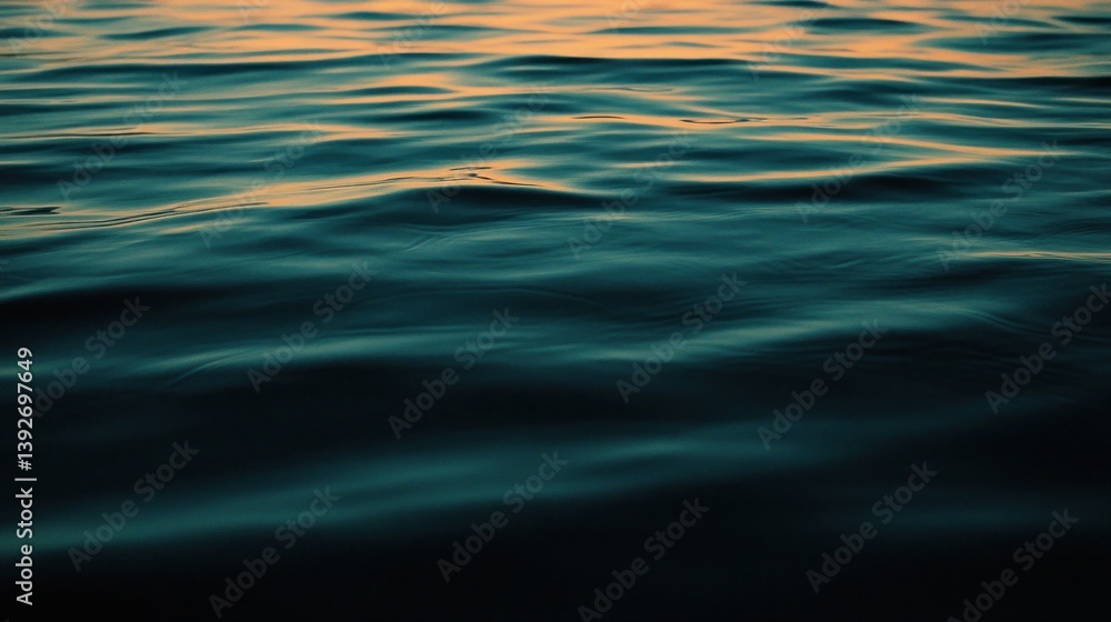 Serene oceanic expanse reflecting a calm, tranquil twilight atmosphere Serene oceanic expanse reflecting a calm, tranquil twilight atmosphere