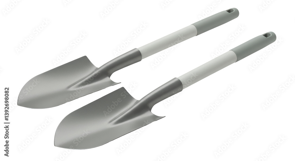 Isolated Gardening Shovels for Digging and Planting in Silver Isolated Gardening Shovels for Digging and Planting in Silver