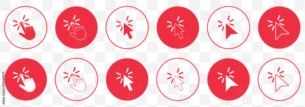 Red Computer mouse click cursor gray arrow icons set and loading icons. Cursor icon. Vector illustration. Mouse click cursor collection on Transparent Background. EPS 10. Red Computer mouse click cursor gray arrow icons set and loading icons. Cursor icon. Vector illustration. Mouse click cursor collection on Transparent Background. EPS 10.