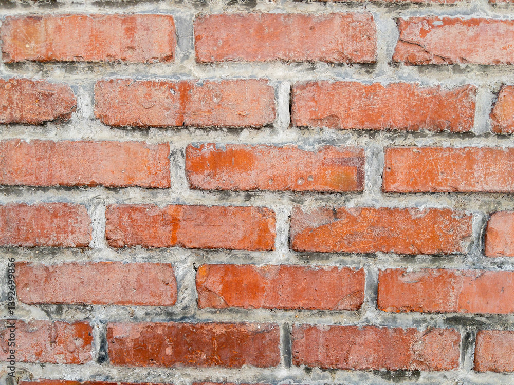 Fototapeta premium Closeup of old red brick wall texture background