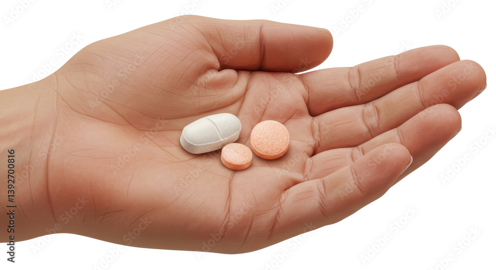 Isolated Hand Offering Pills Medicine for Healthcare Isolated Hand Offering Pills Medicine for Healthcare