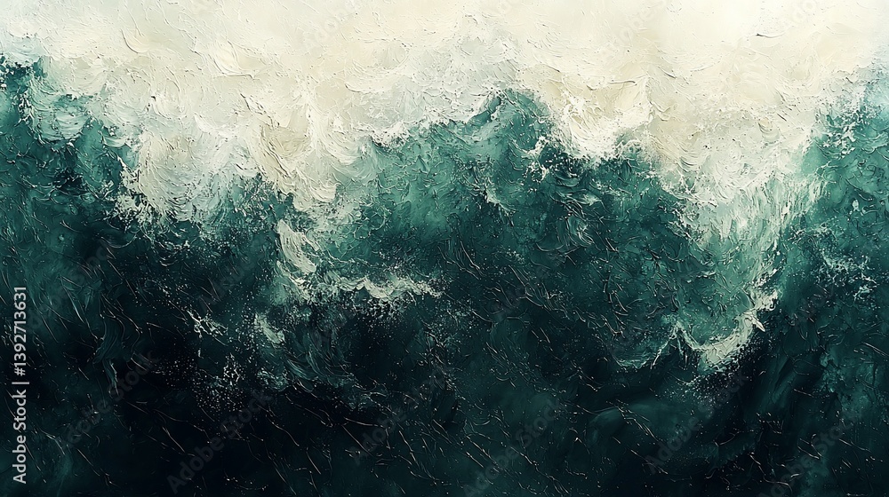 Fototapeta premium Abstract ocean painting, textured waves