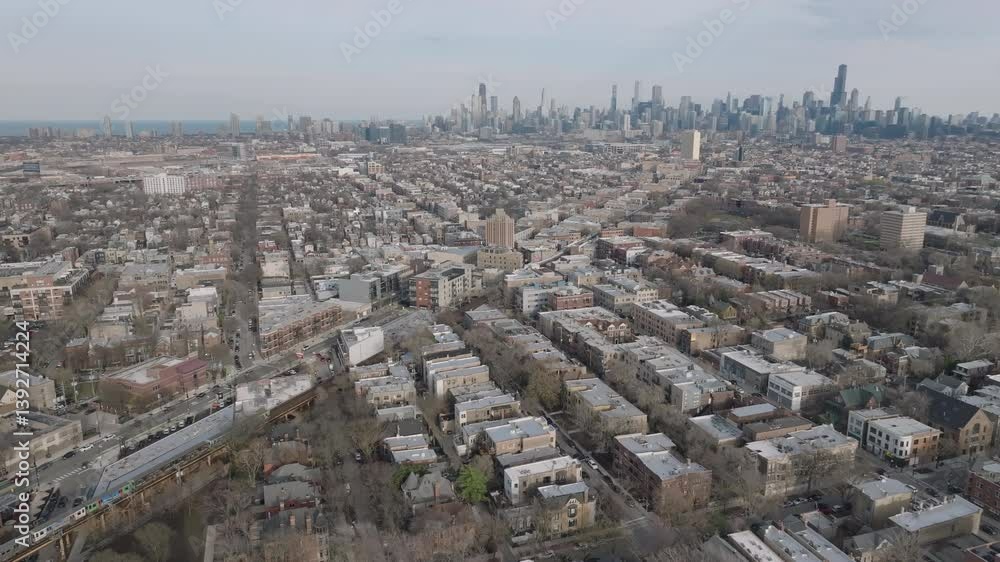 Aerial view of The Chicago L in Bucktown Aerial view of The Chicago L in Bucktown