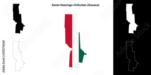 Santo Domingo Chihuitan municipality (Oaxaca) outline map set