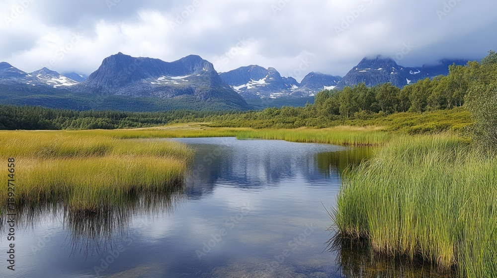 Calm mountain lake reflection, summer Calm mountain lake reflection, summer