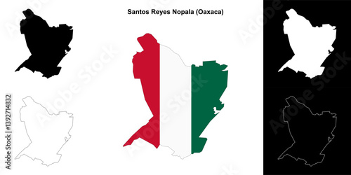 Santos Reyes Nopala municipality (Oaxaca) outline map set