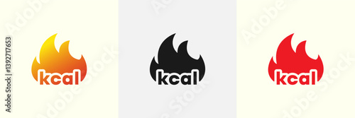 kcal icon - kilocalorie symbolic emblem for food products cover designation - fat burning visual - isolated vector element
