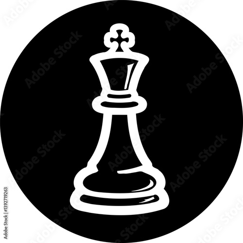Abstract chess king illustration against a dark circular backdrop for game strategy
