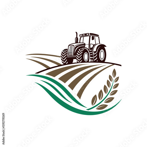 agriculture logo design vector with tractor 