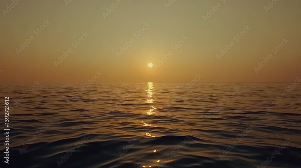 Golden hour over the sea: A serene ocean landscape with a breathtaking sunset Golden hour over the sea: A serene ocean landscape with a breathtaking sunset