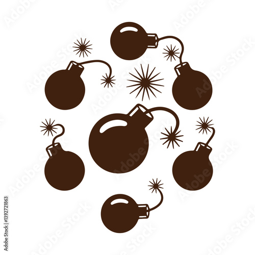 black and white Bomb vector icon design. Bomb symbol illustration