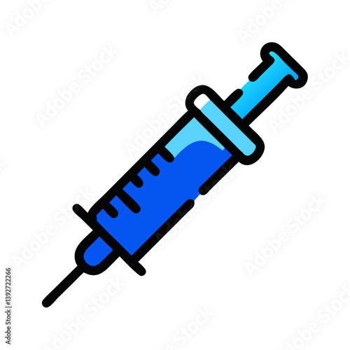 Health technology icon of a blue syringe for vaccination and medical purposes