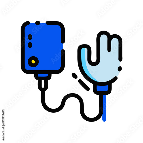 Blood pressure cuff illustration in blue color for Health Tech concept